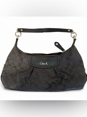 Coach Black Signature Shoulder Bag with Silver Hardware